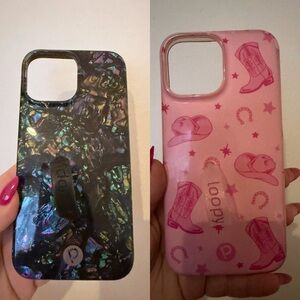 Loopy Case Phone Case Set - Iridescent Black and Pink